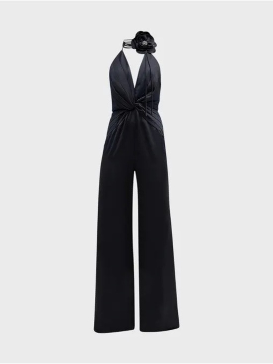 Ramy Brook Pants - Ramy Brook
Angelina Pleated Twist-Front Halter Jumpsuit